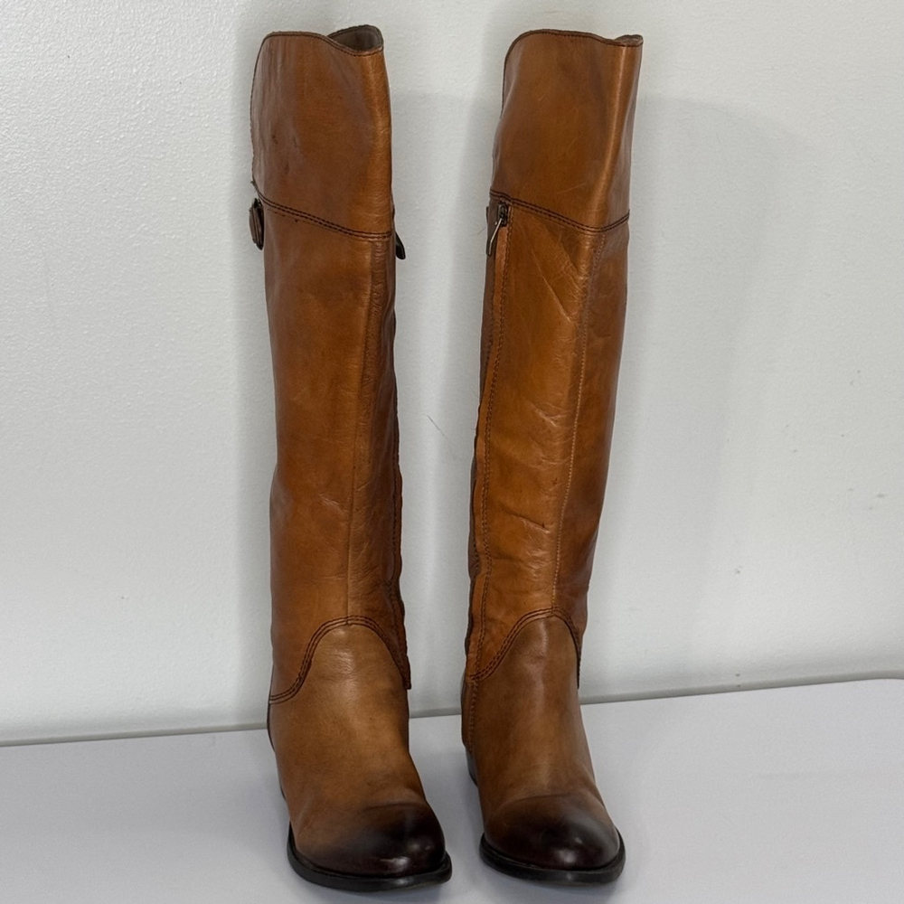 Vince Camuto Bollo Knee-High Brown Leather Studded Riding Boots Wm Sz 7.… - Picture 1 of 11